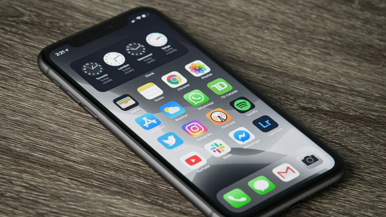 Smartphone home screen full of app icons