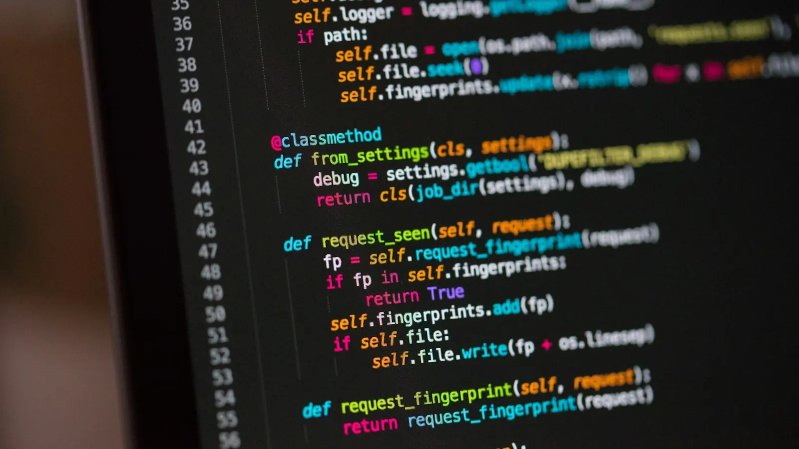 Computer screen filled with programming code